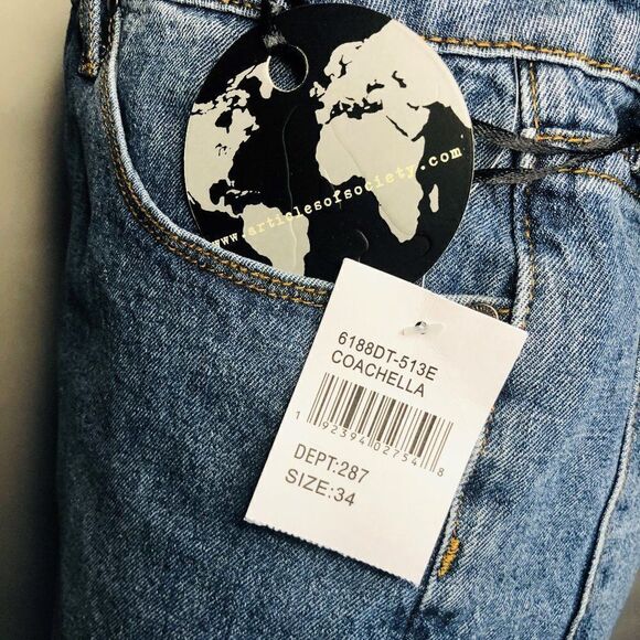 Articles of Society Denim Frayed Short Sizes 33 34 - Picture 2 of 3